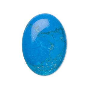 Cabochon, howlite (dyed), turquoise blue, 30x22mm calibrated oval, B grade, Mohs hardness 3 to 3-1/2. Sold individually.
