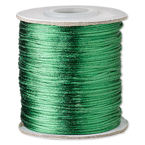 Cord, Satinique&#153;, satin, dark green, 1mm mini. Sold per 200-foot spool.