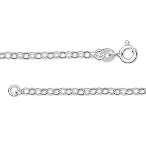 Chain, sterling silver, 2.4mm rolo, 16 inches. Sold individually.
