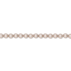Pearl, Crystal Passions&reg;, powder almond, 3mm round (5810). Sold per pkg of 100.