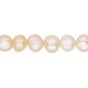 Pearl, White Lotus&#153;, cultured freshwater, peach, 8mm flat-sided potato, B grade, Mohs hardness 2-1/2 to 4. Sold per 15-1/2&quot; to 16&quot; strand.