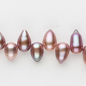 Pearl, cultured freshwater, mauve, 8x7mm-12x8mm top-drilled teardrop, B grade, Mohs hardness 2-1/2 to 4. Sold per 16-inch strand.