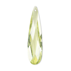 Focal, cubic zirconia, peridot green, 36x9mm faceted teardrop, Mohs hardness 8-1/2. Sold per pkg of 2.