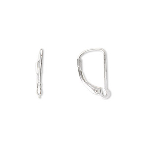 Ear wire, sterling silver, 15mm leverback with split loop. Sold per pair.