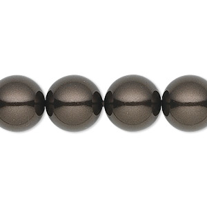 Pearl, Crystal Passions&reg;, deep brown, 12mm round (5810). Sold per pkg of 10.