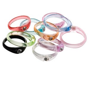 Ring mix, acrylic and glass rhinestone, clear and multicolored, sizes 6-10. Sold per pkg of 10.