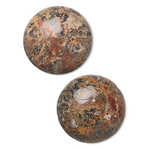 Cabochon, leopardskin jasper (natural), 20mm calibrated round, B grade, Mohs hardness 6-1/2 to 7. Sold per pkg of 2.