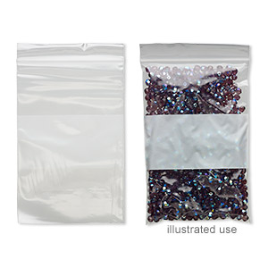 Bag, Tite-Lip&#153;, plastic, clear and white, 4x6-inch top zip with block. Sold per pkg of 100.