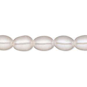 Pearl, White Lotus&#153;, cultured freshwater (bleached), white, 7-8mm rice, C grade, Mohs hardness 2-1/2 to 4. Sold per 15-1/2&quot; to 16&quot; strand.