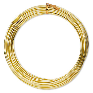 Wire, anodized aluminum, gold, 2mm round, 12 gauge. Sold per pkg of 45 feet.