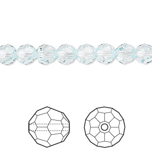 Bead, Crystal Passions&reg;, light azore, 6mm faceted round (5000). Sold per pkg of 12.