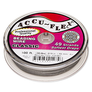 Beading wire, Accu-Flex&reg;, nylon and stainless steel, clear, 49 strand, 0.019-inch diameter. Sold per 100-foot spool.