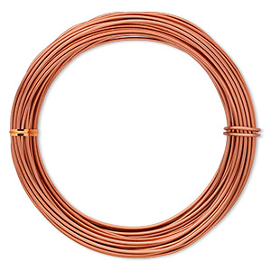 Wire, anodized aluminum, orange copper, 2mm round, 12 gauge. Sold per pkg of 45 feet.