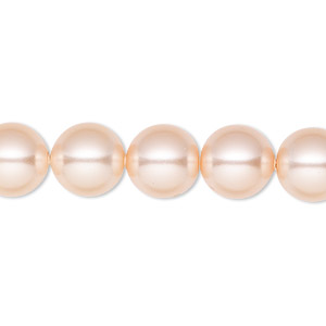 Pearl, Crystal Passions&reg;, peach, 10mm round (5811). Sold per pkg of 25.