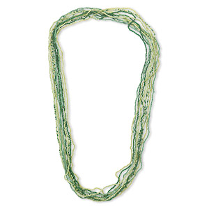 Necklace mix, glass, opaque green AB, 36-inch continuous loop. Sold per pkg of 10.