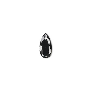 Drop, cubic zirconia, black, 12x6mm hand-faceted teardrop, Mohs hardness 8-1/2. Sold per pkg of 4.