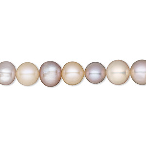 Pearl, White Lotus&#153;, cultured freshwater, mauve and peach, 7-7.5mm semi-round, B- grade, Mohs hardness 2-1/2 to 4. Sold per 15-1/2&quot; to 16&quot; strand.