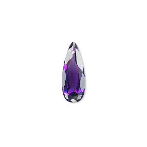 Drop, cubic zirconia, amethyst purple, 18x7mm hand-faceted teardrop, Mohs hardness 8-1/2. Sold per pkg of 2.