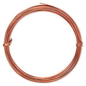 Wire, anodized aluminum, orange copper, 1.25mm round, 16 gauge. Sold per pkg of 45 feet.