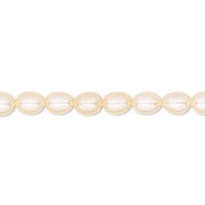 Pearl, White Lotus&#153;, cultured freshwater, peach, 5-5.5mm rice, B grade, Mohs hardness 2-1/2 to 4. Sold per 15-1/2&quot; to 16&quot; strand.