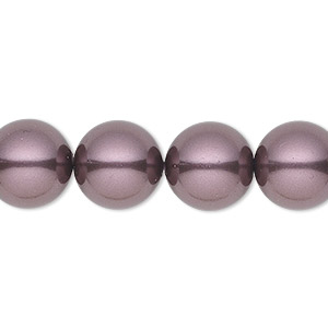 Pearl, Crystal Passions&reg;, burgundy, 12mm round (5811). Sold per pkg of 10.