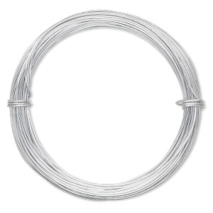 Wire, anodized aluminum, silver, 1mm round, 18 gauge. Sold per pkg of 45 feet.