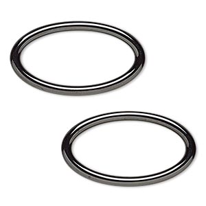 Component, zirconia ceramic, black, 29x16mm open oval with 24x11.5mm center hole. Sold per pkg of 2.
