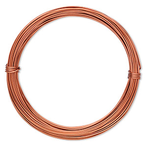 Wire, anodized aluminum, orange copper, 1mm round, 18 gauge. Sold per pkg of 45 feet.