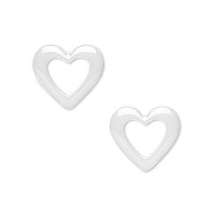 Component, zirconia ceramic, white, 15x14mm open heart with 8x6mm center hole. Sold per pkg of 2.