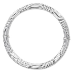 Wire, anodized aluminum, silver, 0.8mm round, 20 gauge. Sold per pkg of 45 feet.