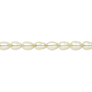 Pearl, cultured freshwater (dyed), pistachio, 4-5mm rice, C grade, Mohs hardness 2-1/2 to 4. Sold per 16-inch strand.