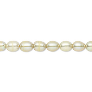 Pearl, cultured freshwater (dyed), pistachio, 5-6mm rice, C- grade, Mohs hardness 2-1/2 to 4. Sold per 16-inch strand.