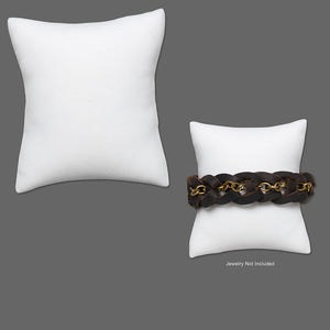 Display, bracelet, flocked velvet, white, 3-1/2 x 3 x 1-3/4 inch pillow. Sold per pkg of 4.