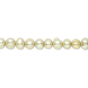 Pearl, cultured freshwater (dyed), pistachio, 4-5mm semi-round, C grade, Mohs hardness 2-1/2 to 4. Sold per 16-inch strand.