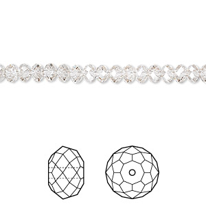 Bead, Crystal Passions&reg;, crystal silver shade, 4x3mm faceted rondelle (5040). Sold per pkg of 12.