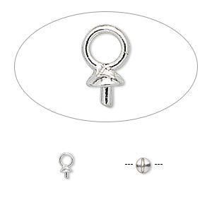 Cup, sterling silver, 3mm cup with 2mm peg, fits 3-6mm bead. Sold per pkg of 4.