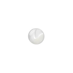 Cabochon, mother-of-pearl shell (bleached), white, 8mm calibrated round, Mohs hardness 3-1/2. Sold per pkg of 4.