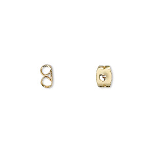 Earnut, gold-plated stainless steel, 6x5mm. Sold per pkg of 50 pairs.