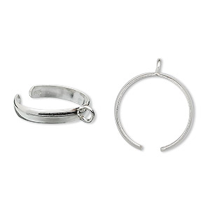 Ring, sterling silver, 3mm band with loop, adjustable from size 2 to 4. Sold per pkg of 2.
