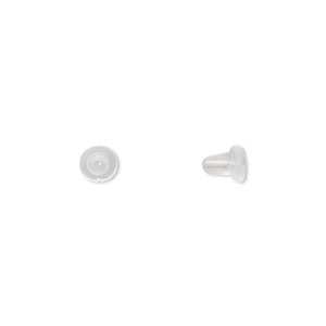 Earnut, rubber, clear, 5x4mm. Sold per pkg of 50 pairs.