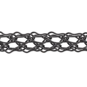 Wire, enamel and copper, black, 2.5mm flat knit. Sold per 25-foot spool.
