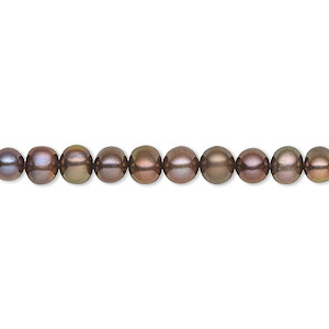 Pearl, cultured freshwater (dyed), dark peacock, 4-5mm semi-round, C grade, Mohs hardness 2-1/2 to 4. Sold per 16-inch strand.