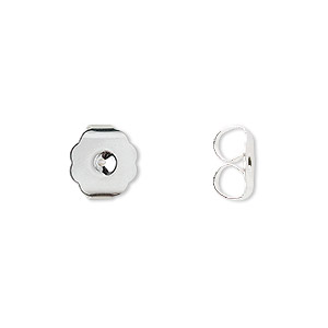 Earnut, silver-plated brass, 10x9mm monster. Sold per pkg of 50 pairs.