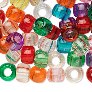 Pony bead mix, acrylic, transparent multicolored, 9x6mm. Sold per pkg of 900.