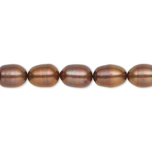Pearl, cultured freshwater (dyed), antique copper, 7-8mm rice, C grade, Mohs hardness 2-1/2 to 4. Sold per 15-1/2&quot; to 16&quot; strand.