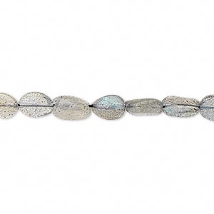 Bead, labradorite (natural), 6x4mm-8x6mm hand-cut flat oval, C grade, Mohs hardness 6 to 6-1/2. Sold per 13-inch strand.