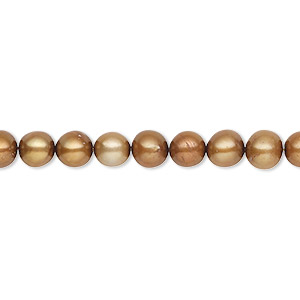 Pearl, cultured freshwater (dyed), antique copper, 5-6mm semi-round, C grade, Mohs hardness 2-1/2 to 4. Sold per 16-inch strand.