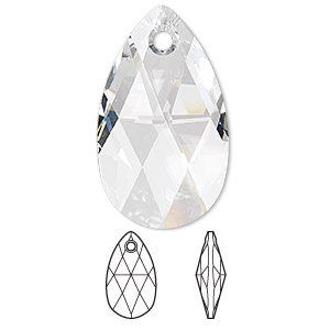 Focal, Crystal Passions&reg;, crystal clear, 38x22mm faceted pear pendant (6106). Sold individually.