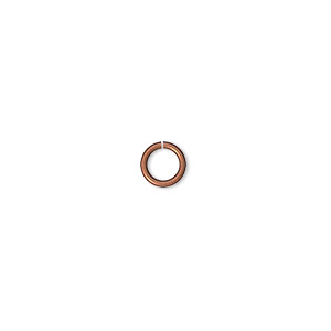 Jump ring, antique copper-plated brass, 6mm round, 4.4mm inside diameter, 20 gauge. Sold per pkg of 100.