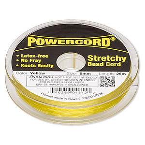 Cord, Powercord&reg;, elastic, yellow, 0.5mm, 4-pound test. Sold per 25-meter spool.